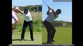 Jon Rahm golf swing  Long Iron faceon amp downtheline July 2017 [upl. by Kendre109]