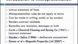 Misrepresentation Lecture 1 of 4 [upl. by Ferde]